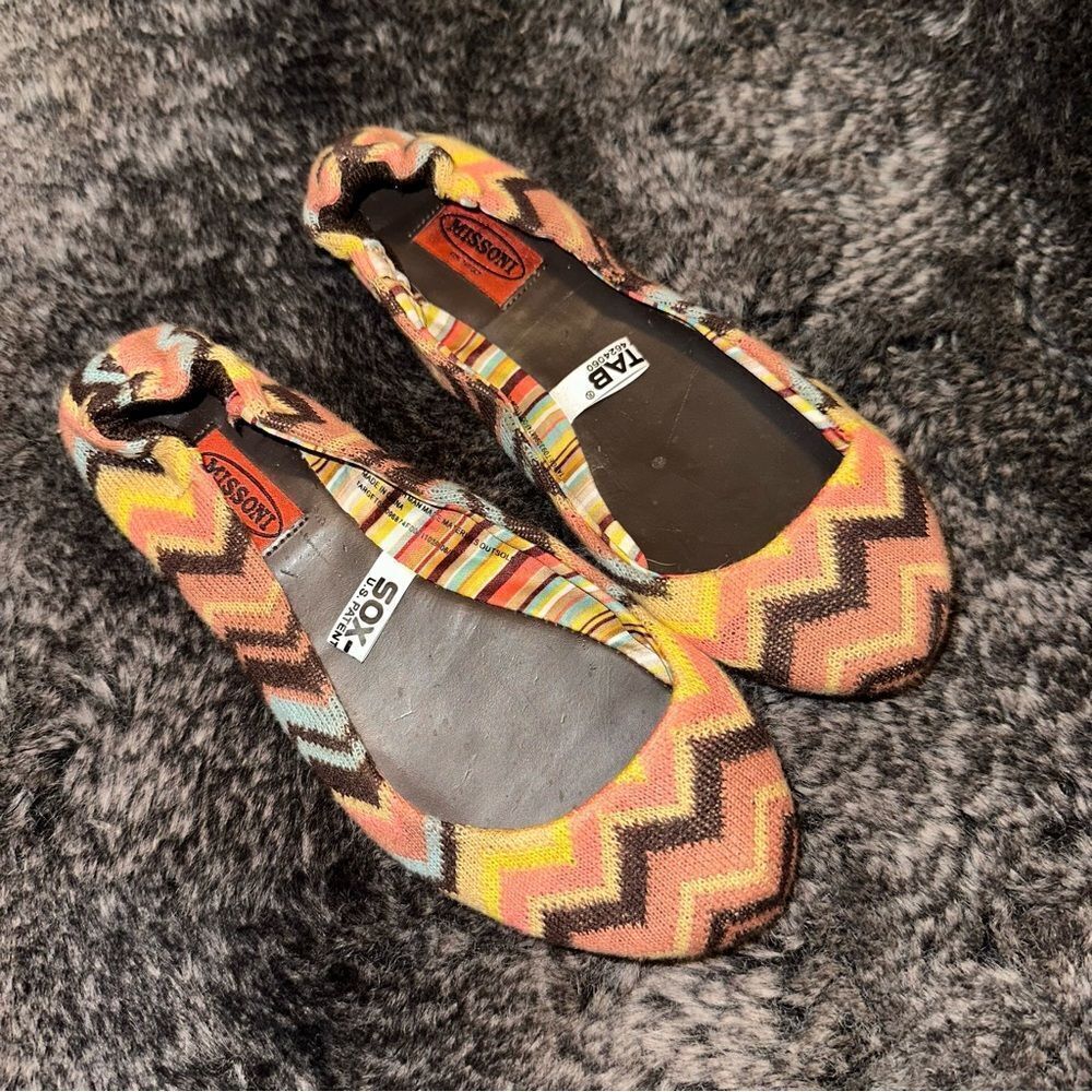 Missoni For Target Multicolor Zigzag Chevron Knit Ballet Flats Youth Sz 12 Boho
